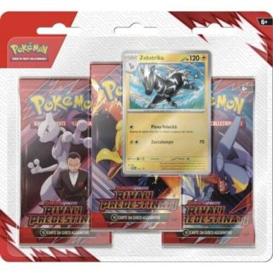 Pokemon Set 3 Pack Bustine Rivali Predestinati Team Rocket PROMO Zebstrika Pokemon SV10 Rivali Predestinati 3 Pack Blister (IT)