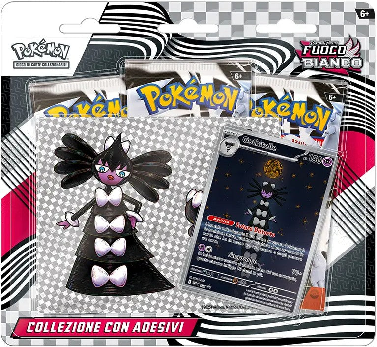 Pokemon Fuoco Bianco collezione speciale con adesivi Gothita, Gothorita e Gothitelle versione Italiano